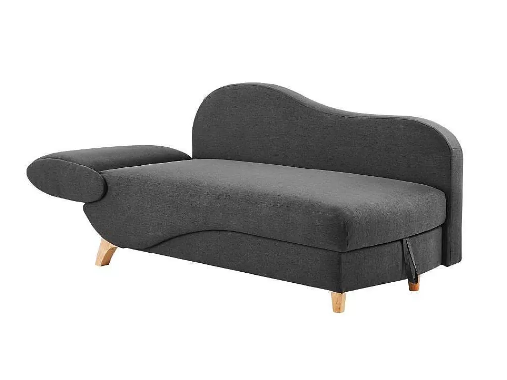 Chaise Longue*Vente-unique Chaise-Longue Direita Convertivel Em Tecido Antracite Com Espaco De Arrumação - Penelope