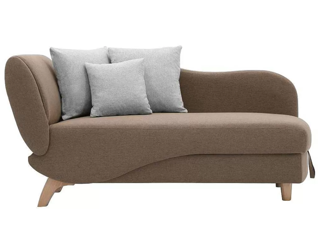 Chaise Longue*Vente-unique Chaise-Longue Direita Convertivel Em Tecido Castanho Com Espaco De Arrumação - Penelope