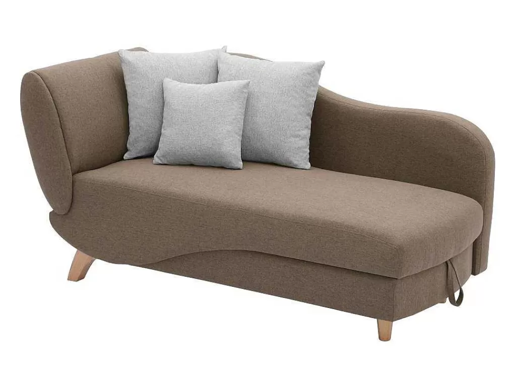 Chaise Longue*Vente-unique Chaise-Longue Direita Convertivel Em Tecido Castanho Com Espaco De Arrumação - Penelope