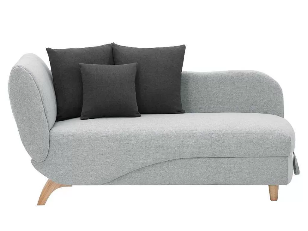 Chaise Longue*Vente-unique Chaise-Longue Direita Convertivel Em Tecido Cinza-Claro Com Espaco De Arrumação - Penelope