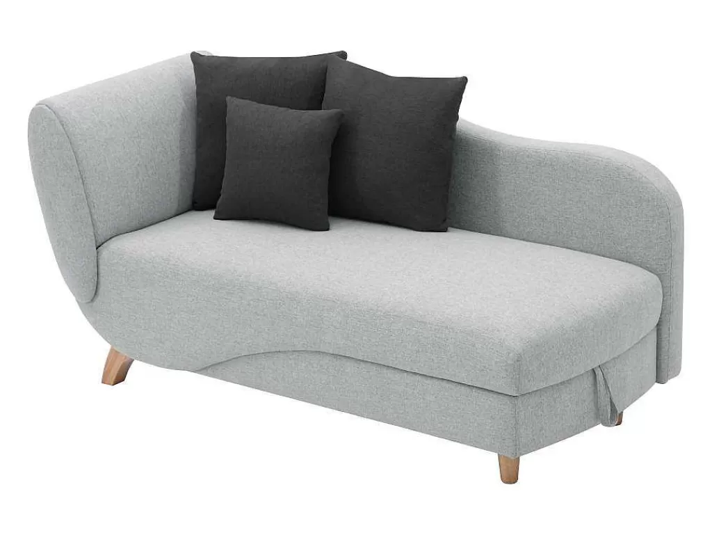 Chaise Longue*Vente-unique Chaise-Longue Direita Convertivel Em Tecido Cinza-Claro Com Espaco De Arrumação - Penelope