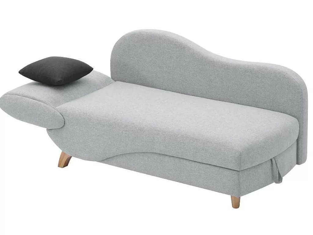 Chaise Longue*Vente-unique Chaise-Longue Direita Convertivel Em Tecido Cinza-Claro Com Espaco De Arrumação - Penelope