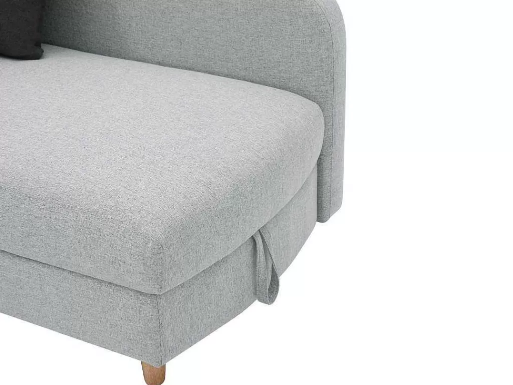 Chaise Longue*Vente-unique Chaise-Longue Direita Convertivel Em Tecido Cinza-Claro Com Espaco De Arrumação - Penelope