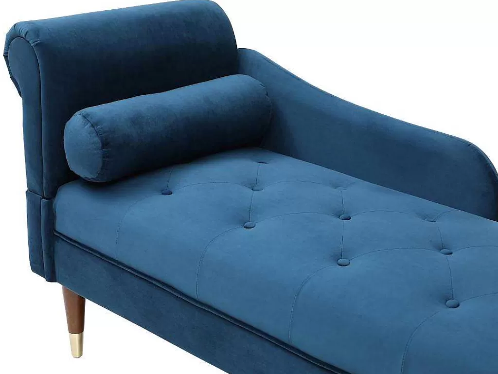 Chaise Longue*Vente-unique Chaise-Longue Direita Em Veludo Azul-Esverdeado - Umari