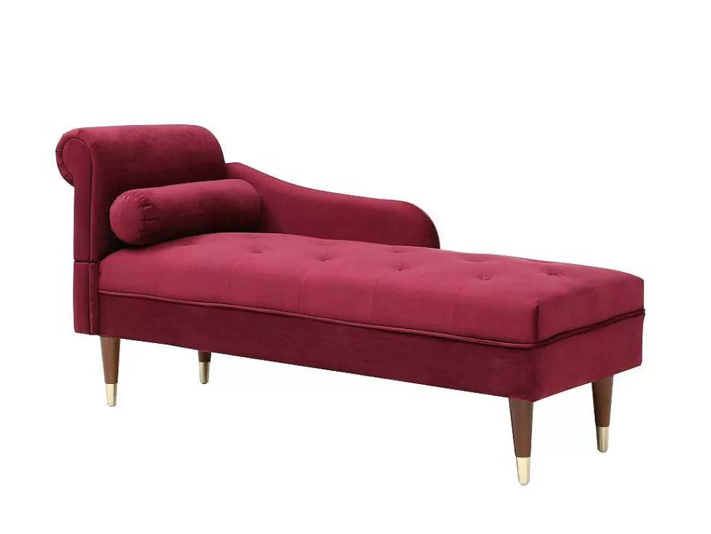 Chaise Longue*Vente-unique Chaise-Longue Direita Em Veludo Bordeaux - Umari