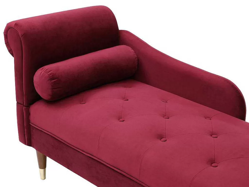 Chaise Longue*Vente-unique Chaise-Longue Direita Em Veludo Bordeaux - Umari