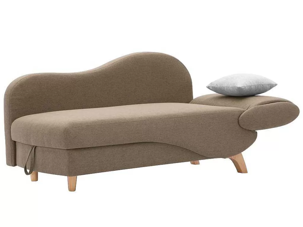 Chaise Longue*Vente-unique Chaise-Longue Esquerda Convertivel Em Tecido Castanho Com Espaco De Arrumação - Penelope