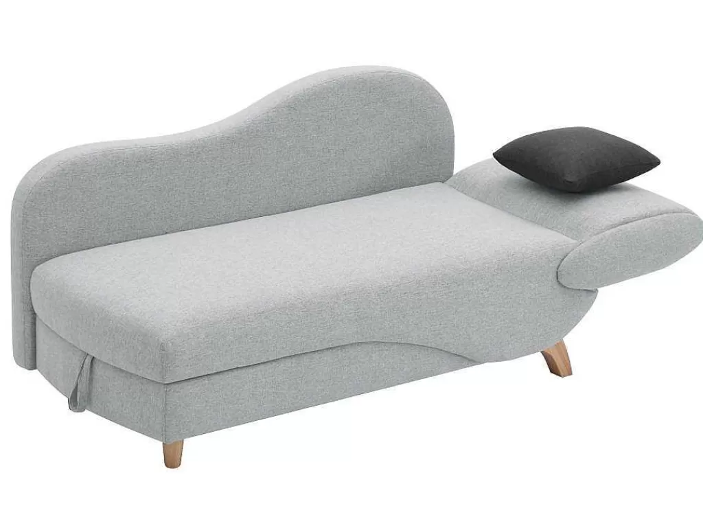 Chaise Longue*Vente-unique Chaise-Longue Esquerda Convertivel Em Tecido Cinza-Claro Com Espaco De Arrumação - Penelope