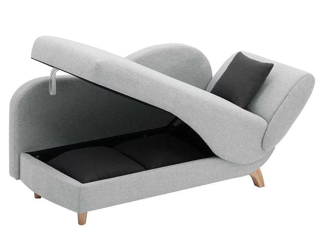 Chaise Longue*Vente-unique Chaise-Longue Esquerda Convertivel Em Tecido Cinza-Claro Com Espaco De Arrumação - Penelope