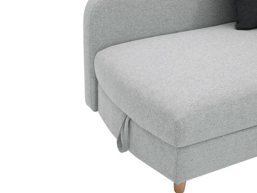 Chaise Longue*Vente-unique Chaise-Longue Esquerda Convertivel Em Tecido Cinza-Claro Com Espaco De Arrumação - Penelope