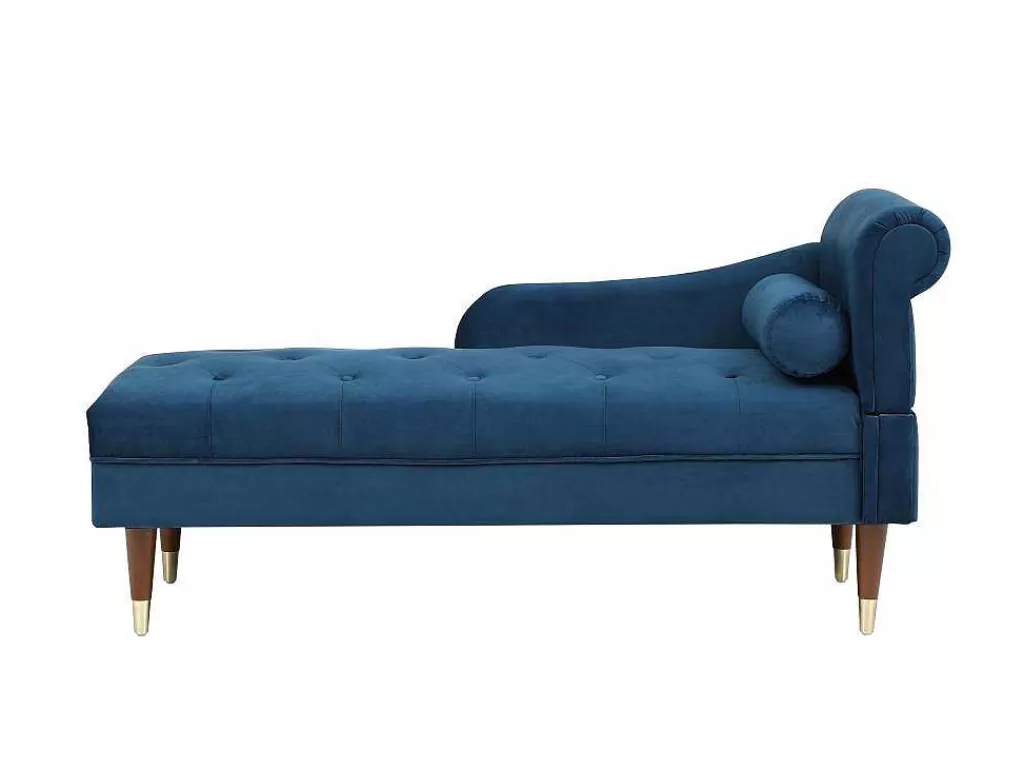 Chaise Longue*Vente-unique Chaise-Longue Esquerda Em Veludo Azul-Esverdeado - Umari