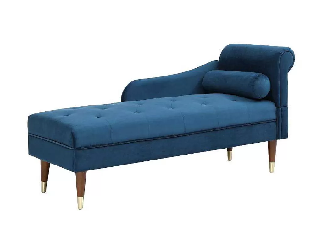 Chaise Longue*Vente-unique Chaise-Longue Esquerda Em Veludo Azul-Esverdeado - Umari