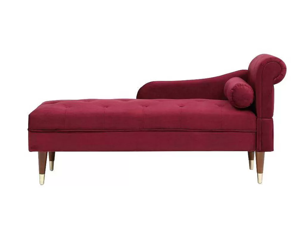 Chaise Longue*Vente-unique Chaise-Longue Esquerda Em Veludo Bordeaux - Umari