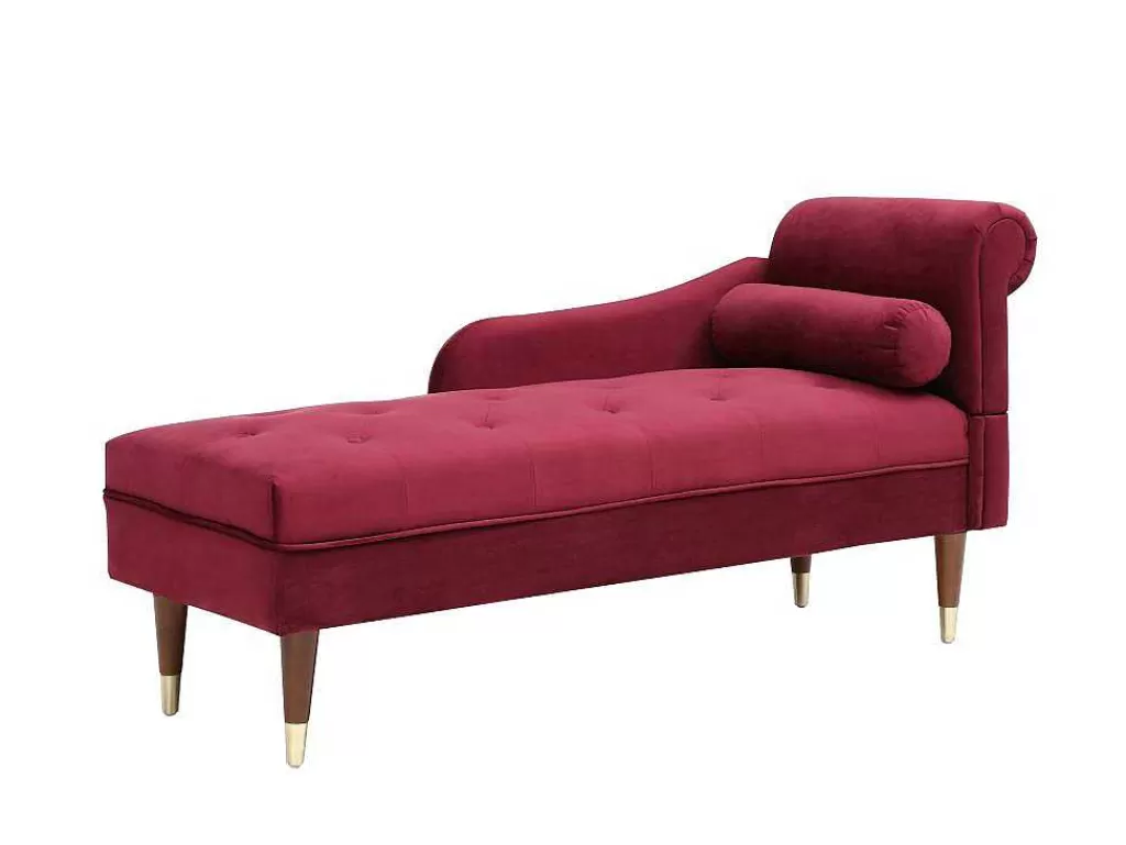 Chaise Longue*Vente-unique Chaise-Longue Esquerda Em Veludo Bordeaux - Umari