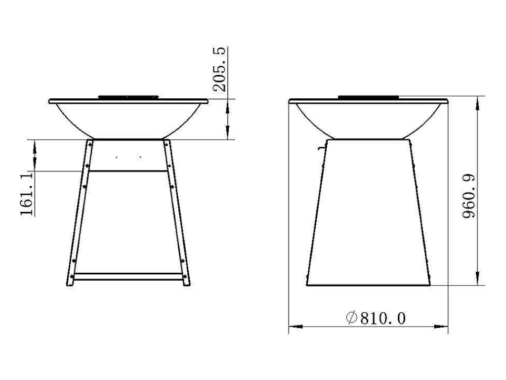 Barbecue, Braseiro De Jardim, Plancha*Vente-unique Churrasco, Chapa, Braseiro Em Aco C81 X L81 X A96 Cm Preto - Corvera