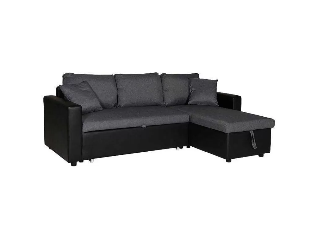 Sofá De Canto*Happy Garden Clark Sofá-Cama De Canto De 3 Lugares Cinzento E Preto
