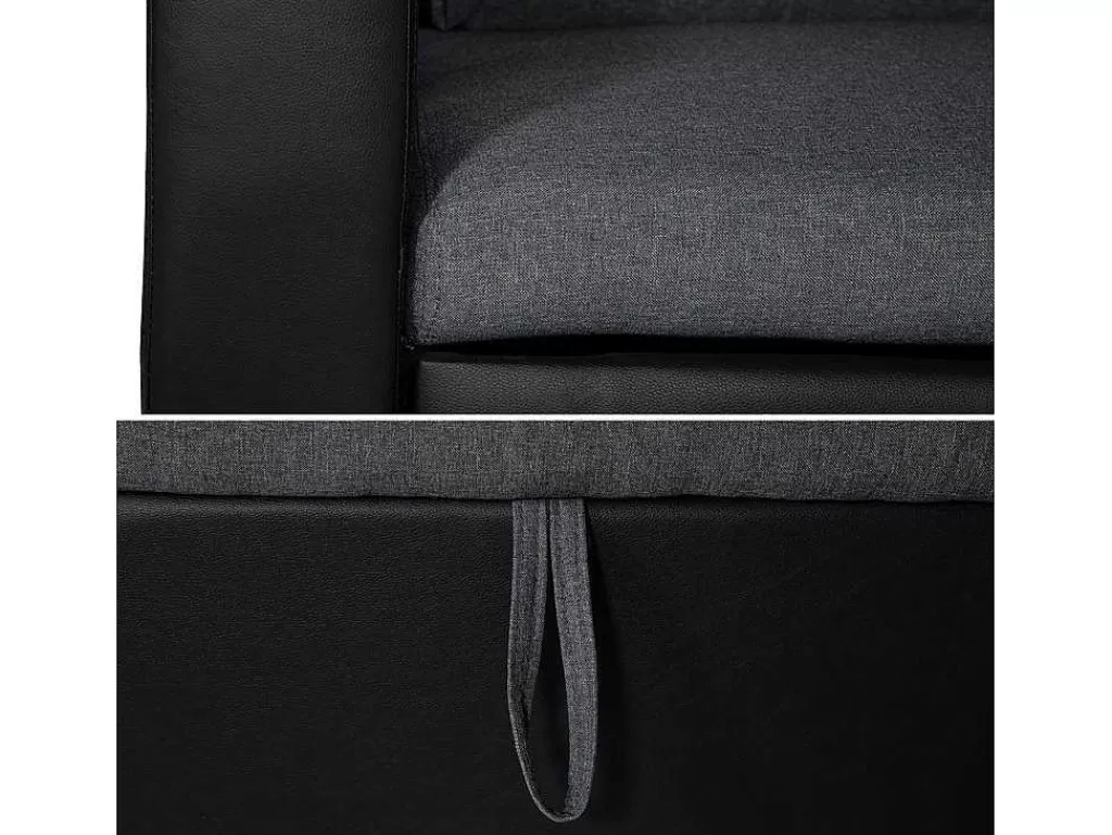 Sofá De Canto*Happy Garden Clark Sofá-Cama De Canto De 3 Lugares Cinzento E Preto