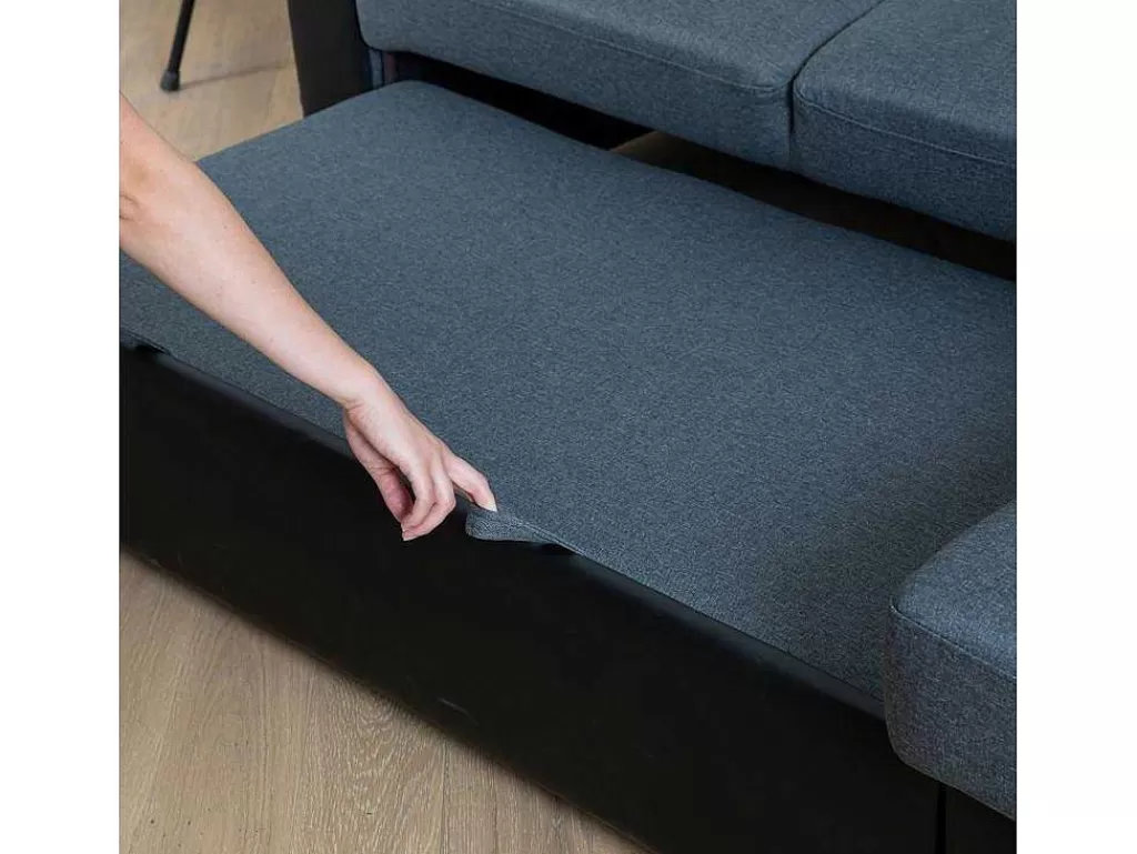 Sofá De Canto*Happy Garden Clark Sofá-Cama De Canto De 3 Lugares Cinzento E Preto