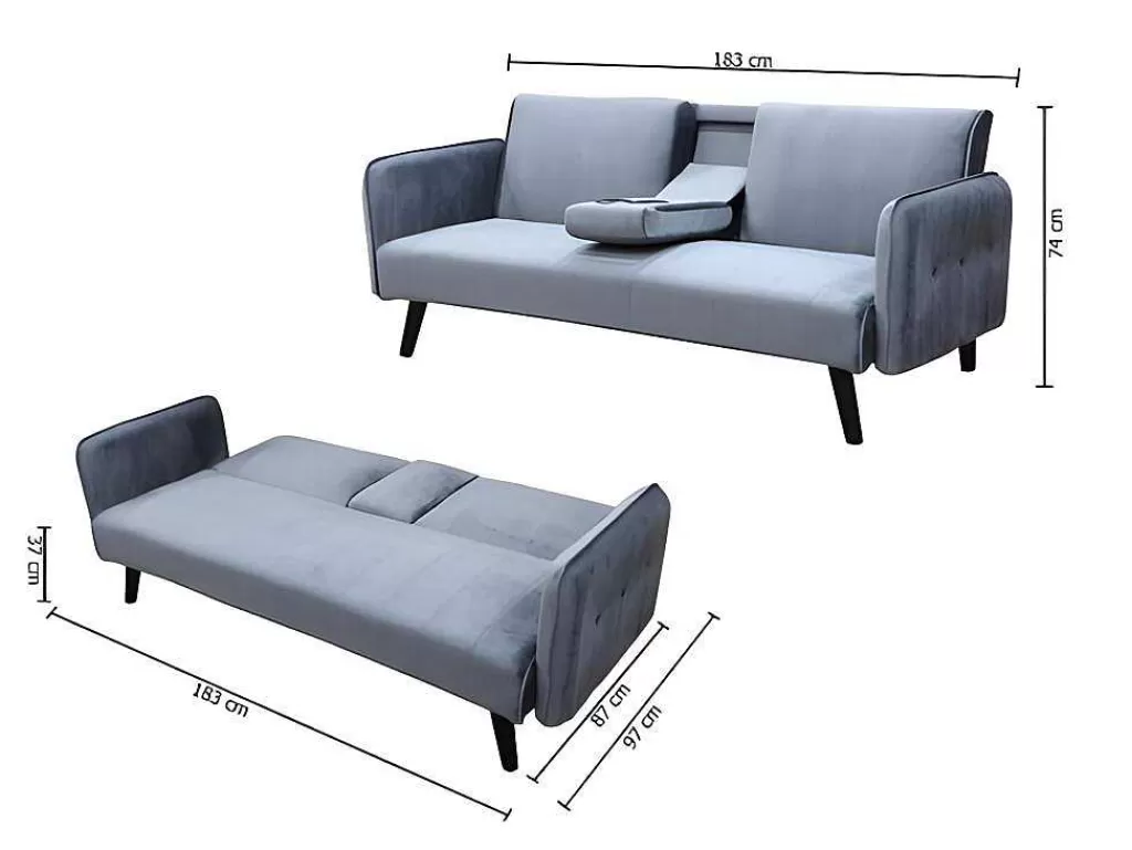 Sofá Cama Clic-Clac E Dobravel*Saldosystocks Click Clac Roma Sofá-Cama De 2 Lugares Repousa Vidro Veludo 183X74Cm Preto