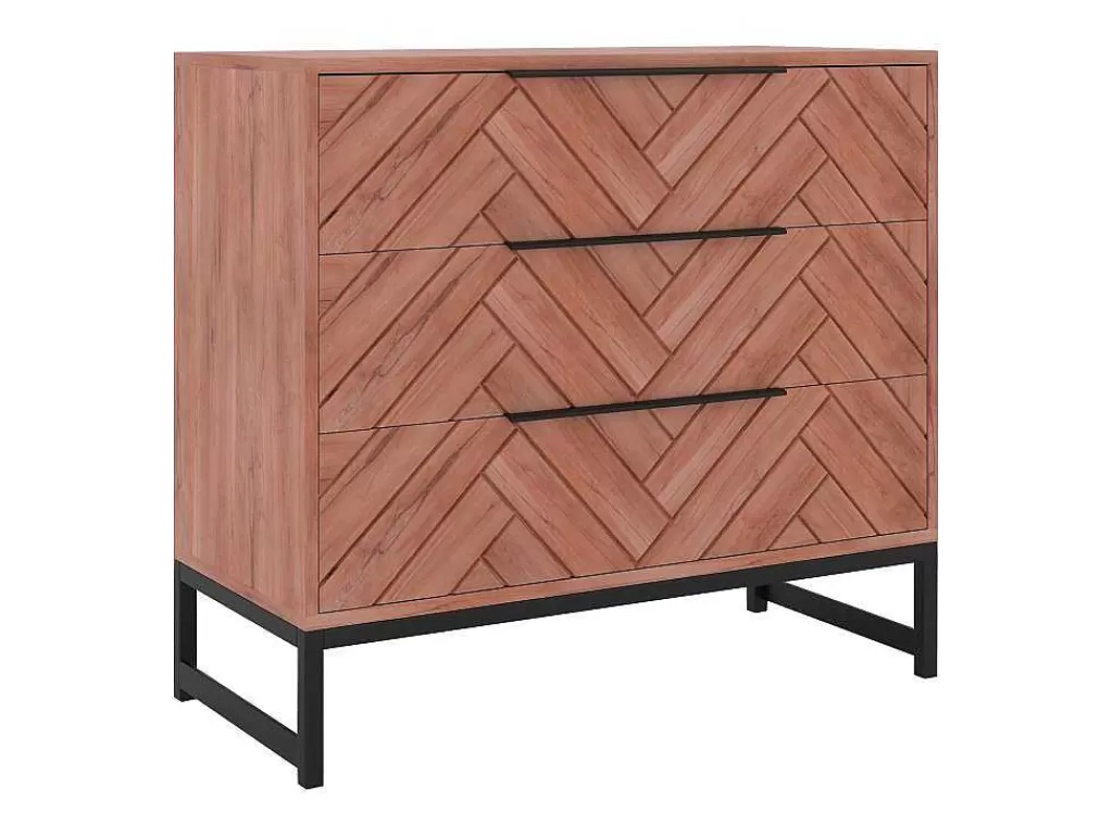 Cómoda*Vente-unique Cómoda 3 Gavetas, Madeira De Acacia E Metal, Natural E Preto - Vedila