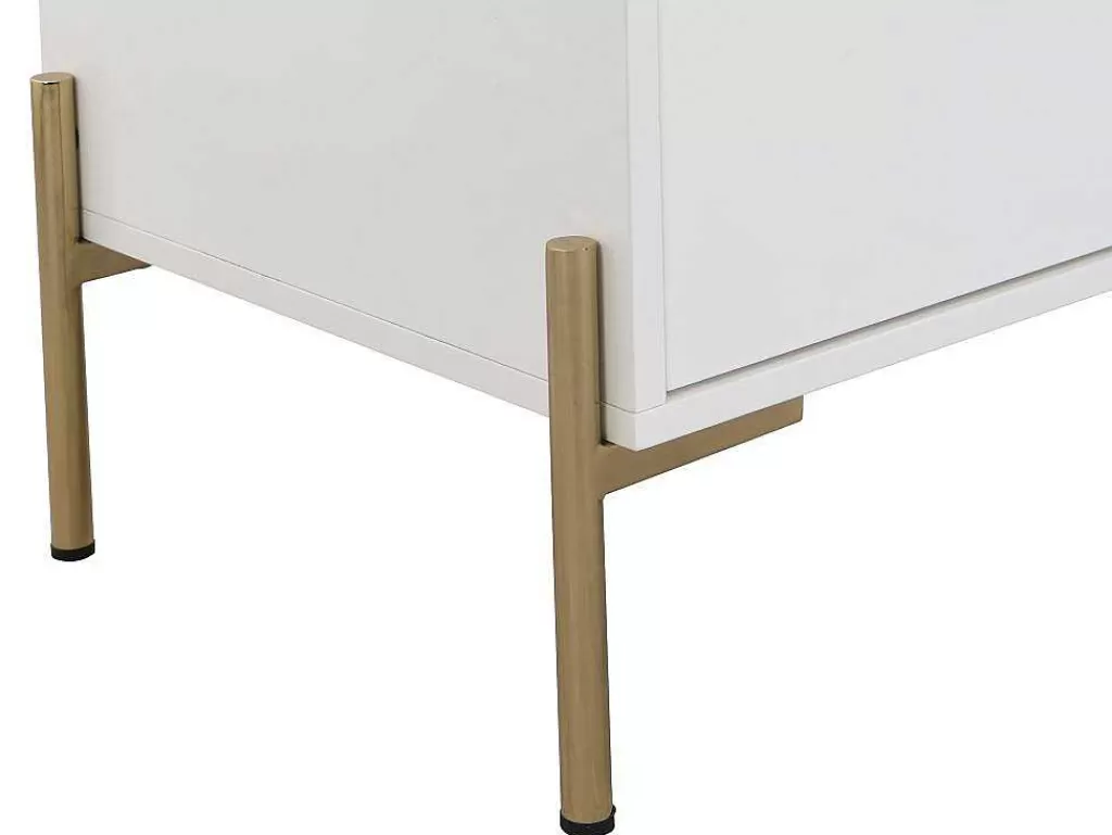 Cómoda*PASCAL MORABITO Cómoda 6 Gavetas, Mdf E Metal Lacado A Branco E Dourado - Korasa