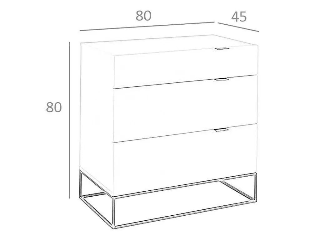 Cómoda*Angel Cerda Cómoda Em Mdf Lacado Cinzento Perola Brilhante, Pegas 7020