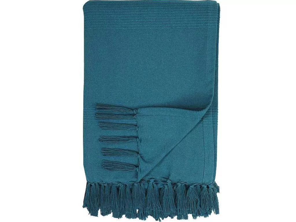 Roupa De Cama*OZAIA Colcha Com Franjas Em Algodao 230 X 250 Cm Azul - Segna