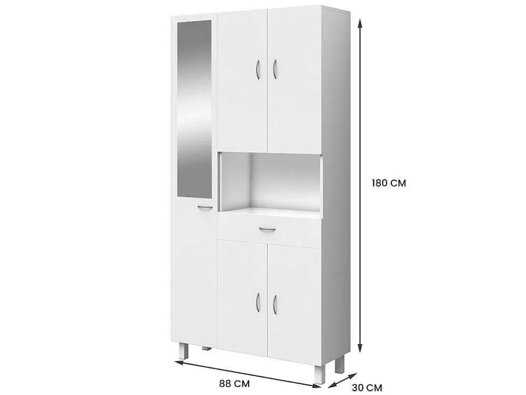 Coluna De Casa De Banho*Vente-unique Coluna De Casa De Banho Com Espelho De Pe 180 Cm Branco - Minela