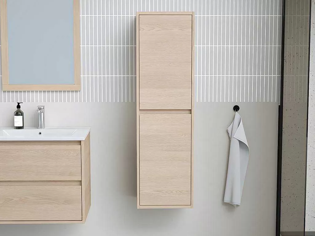 Coluna De Casa De Banho*Vente-unique Coluna De Casa De Banho, Folha De Carvalho, C30 X L35 X A120 Cm - Enosea
