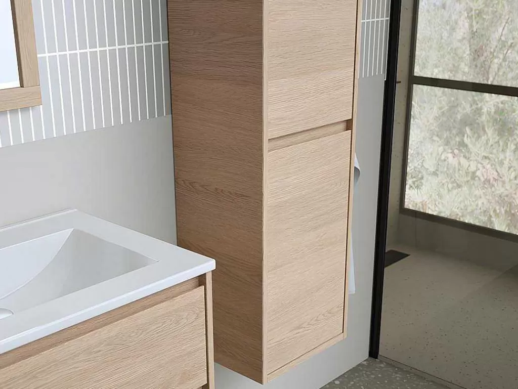 Coluna De Casa De Banho*Vente-unique Coluna De Casa De Banho, Folha De Carvalho, C30 X L35 X A120 Cm - Enosea