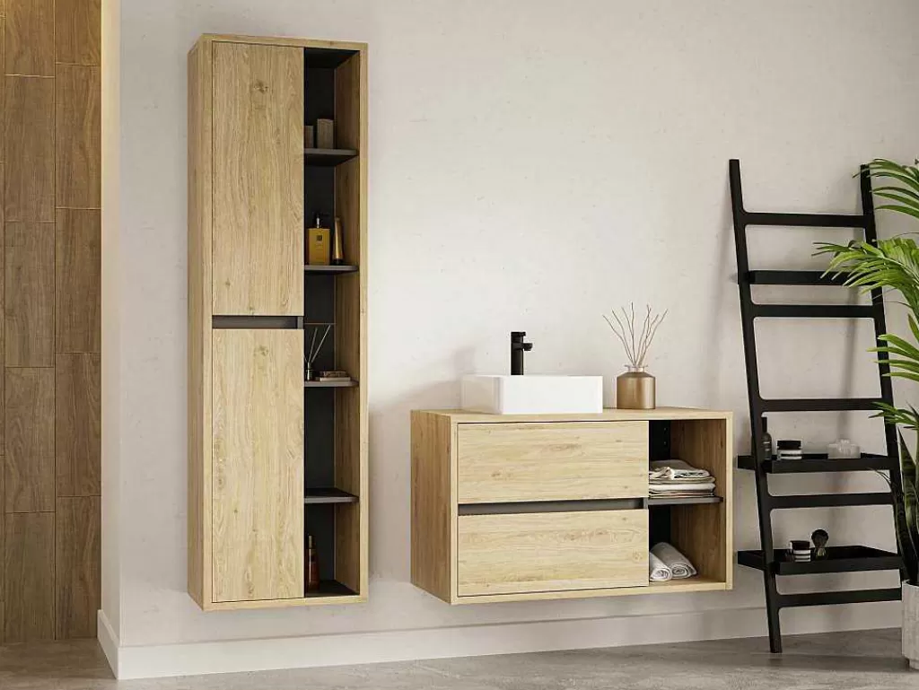 Coluna De Casa De Banho*Vente-unique Coluna De Casa De Banho Suspensa Cor Natural Clara A170 Cm - Purnal