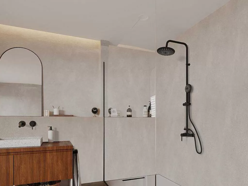 Promoções Casa De Banho & Bem-Estar*Shower & Design Coluna De Duche Aita Em Aco Inoxidavel Preto Mate - 127 Cm