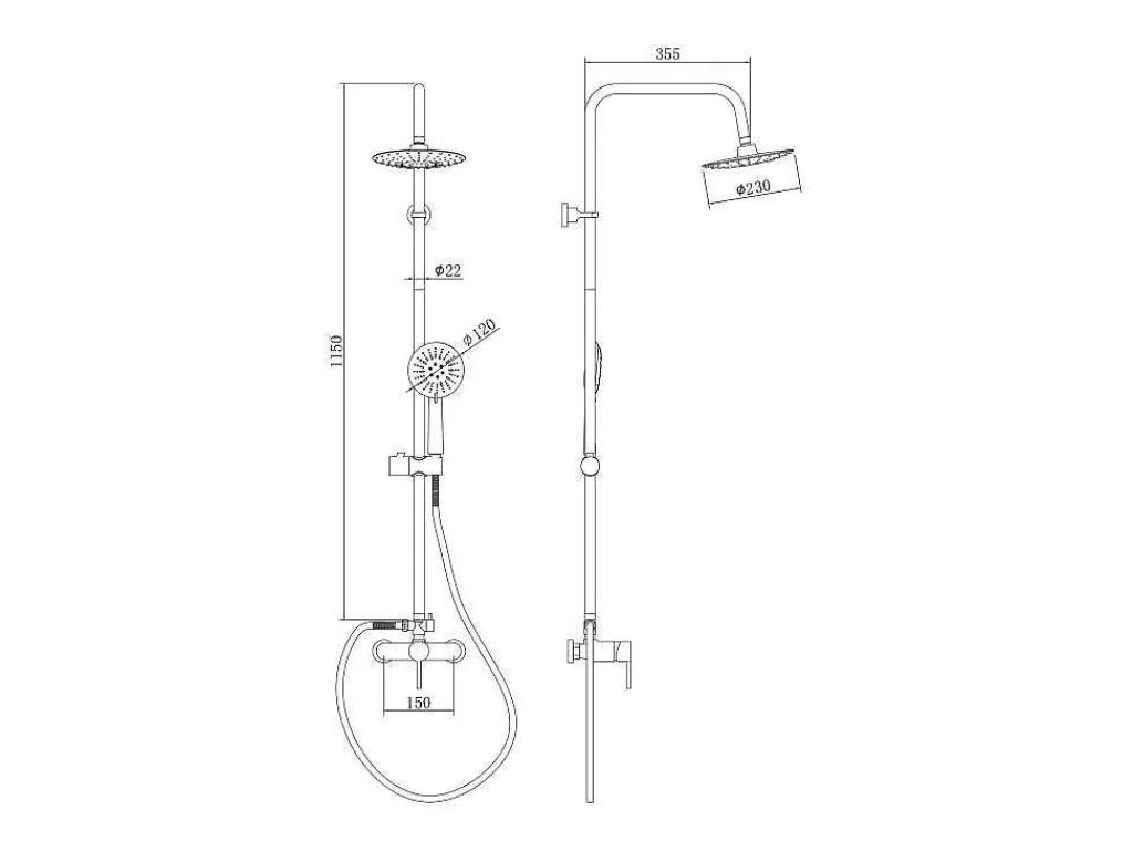 Promoções Casa De Banho & Bem-Estar*Shower & Design Coluna De Duche Aita Em Aco Inoxidavel Preto Mate - 127 Cm