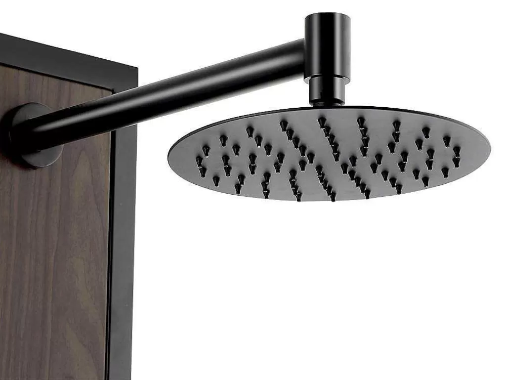 Coluna De Duche*Shower & Design Coluna De Duche De Hidromassagem Preto Com Decoração Madeira A127 X L48,5 Cm - Ubala