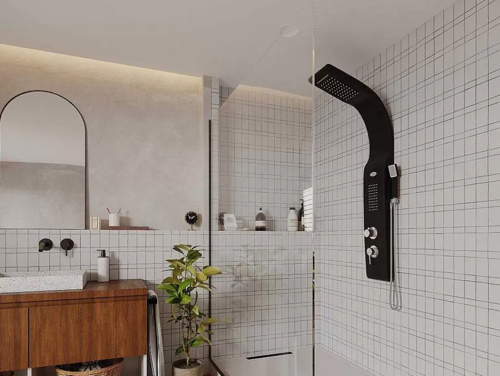 Coluna De Duche*Shower & Design Coluna De Duche Hidromassagem Kourbea - Preta - 20 X 132 Cm