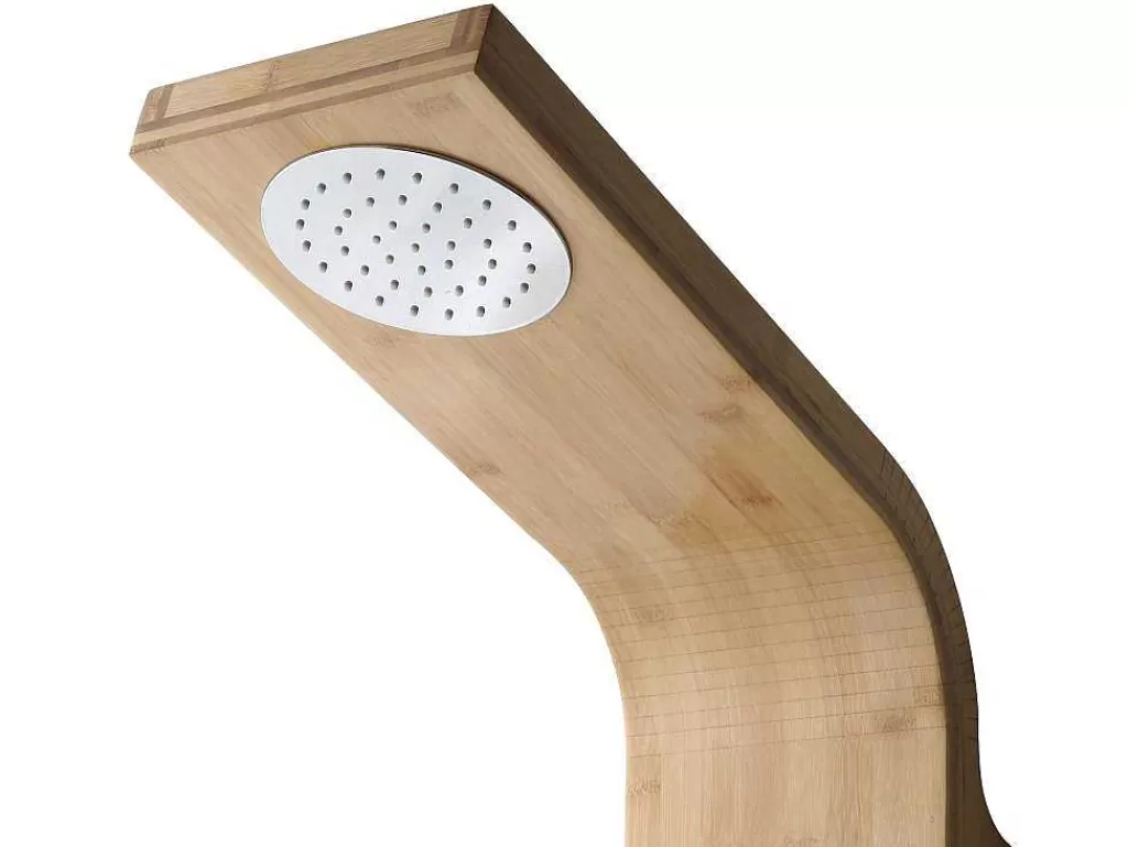 Coluna De Duche*Shower & Design Coluna De Duche Hidromassagem Tissia, Chuva Tropical E Painel Em Bambu - 20*140 Cm