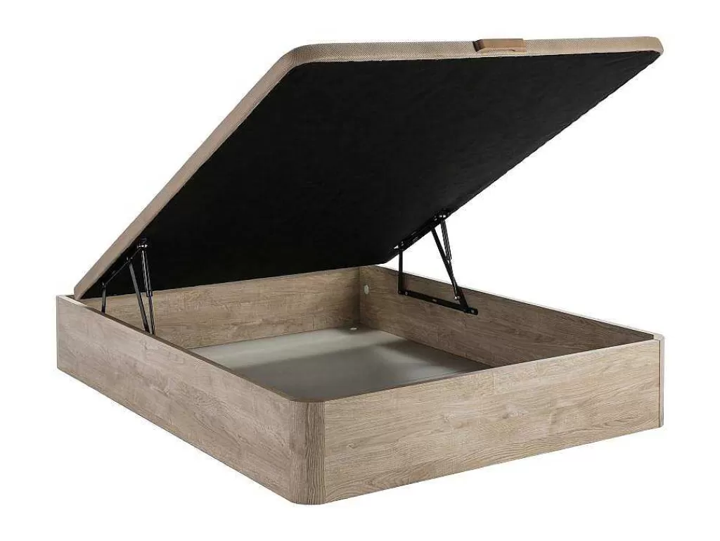 Conjunto Colchão E Sommier*DREAMEA Conjunto Artigos De Cama 140 X 190 Cm Sommier Com Espaco De Arrumação Natural Claro + Colchão De Espuma Hd - Heaven Da