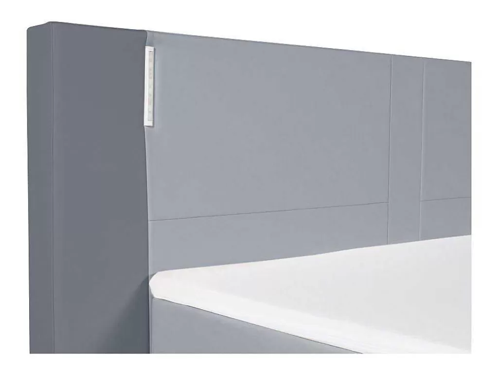 Cama Boxspring, Cama Continental*Ysmée Conjunto Boxspring - Cabeceira, Sommier, Colchão, Sobrecolchão - 160X200Cm - Pele Sintética - Antracite E Cinza Claro Asti