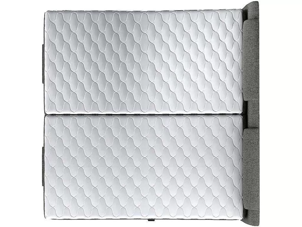 Cama Articulada*Palacio Conjunto Boxspring Cabeceira De Cama + Sommier De Relaxamento Eletrico + Colchão + Sobrecolchão Castel Da - 2X80X200 Cm - Tecido Cinza Claro