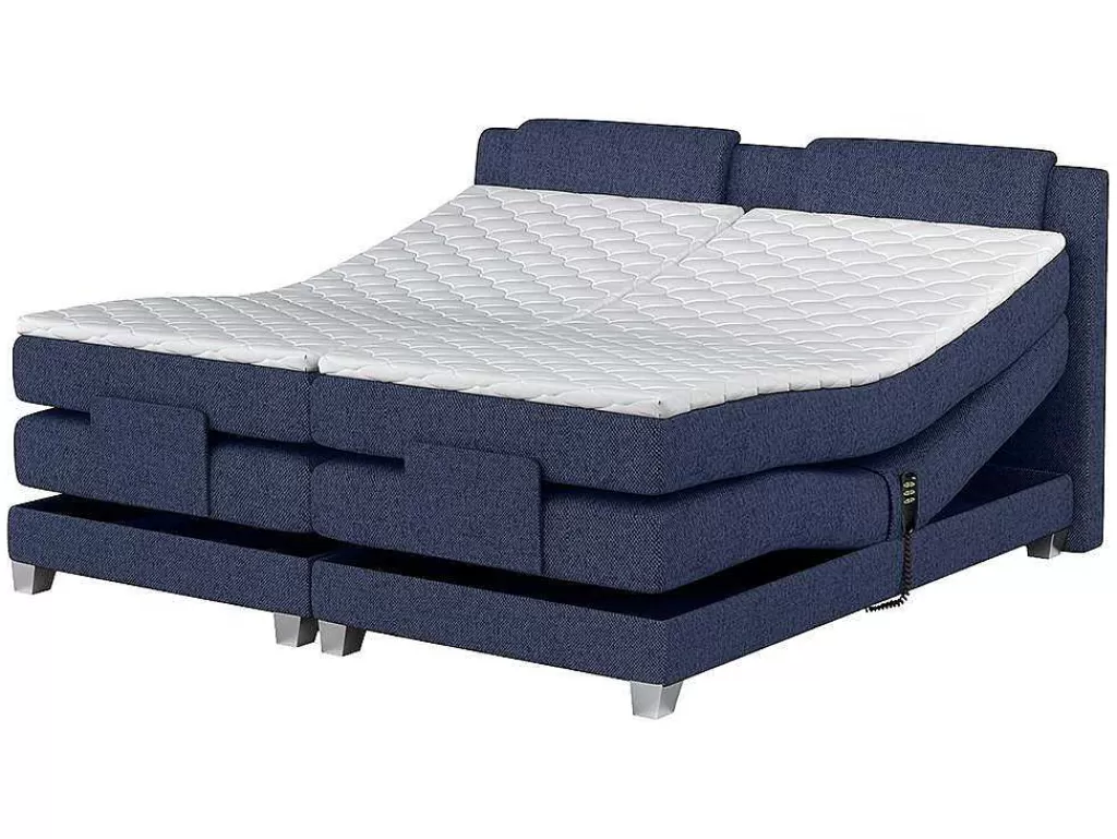 Cama Articulada*Palacio Conjunto Boxspring Cabeceira De Cama + Sommier De Relaxamento Eletrico + Colchão + Sobrecolchão Castel Da - 2X90X200 Cm