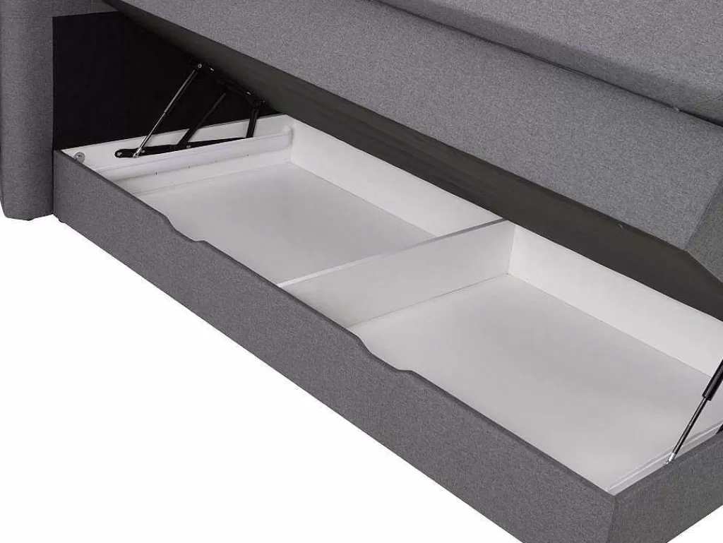 Cama Boxspring, Cama Continental*Palacio Conjunto Boxspring Cabeceira De Cama + Sommiers Com Arrumação + Colchão + Sobrecolchão, 160 X 200 Cm, Tecido Antracite - Perama Da