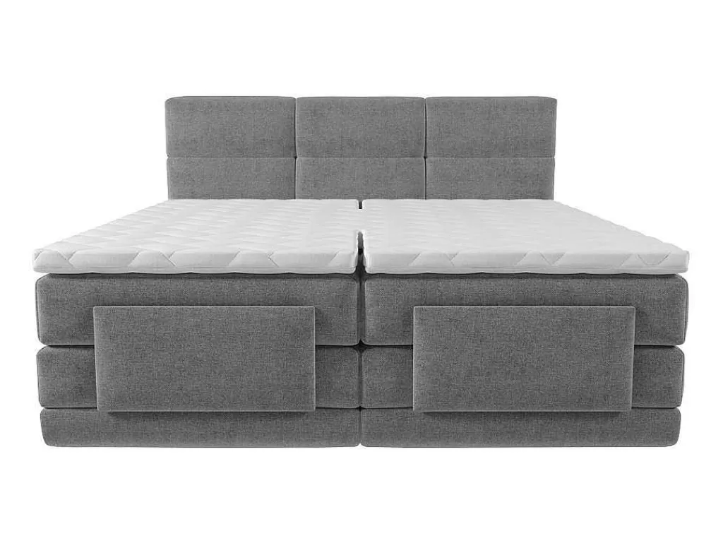 Cama De Adulto*Palacio Conjunto Boxspring Cabeceira De Cama Acolchoada, Sommier Articulado Eletrico + Colchão + Sobrecolchão 2 X 80 X 200 Cm Cinzento-Claro - Lodi Da