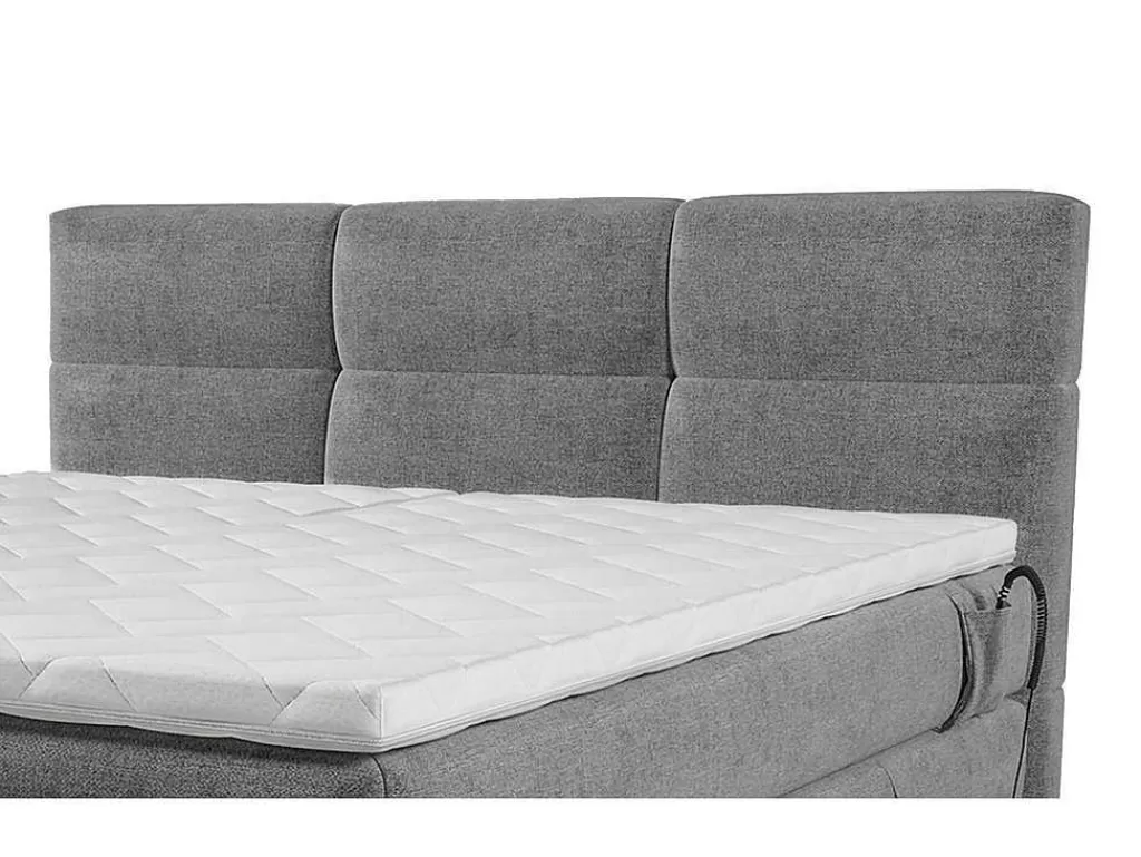 Cama De Adulto*Palacio Conjunto Boxspring Cabeceira De Cama Acolchoada, Sommier Articulado Eletrico + Colchão + Sobrecolchão 2 X 80 X 200 Cm Cinzento-Claro - Lodi Da