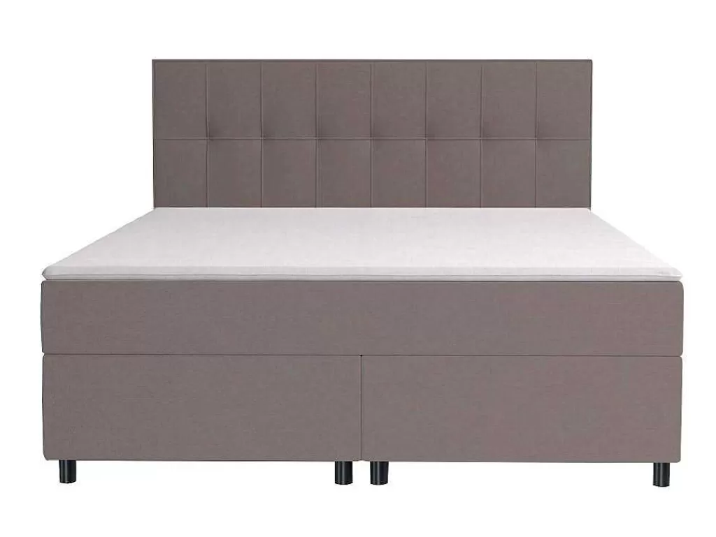 Cama Boxspring, Cama Continental*Ysmée Conjunto Boxspring Completo Cabeceira + Sommiers + Colchão + Sobrecolchão Siero Da Ysmee - 180 X 200 Cm - Tecido - Cinzento