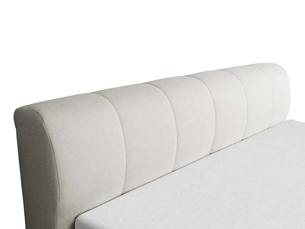 Cama Boxspring, Cama Continental*Ysmée Conjunto Completo Boxspring Cabeceira De Cama + Sommier Com Leds + Colchão 160X200 Cm Tecido Cinza - Otaru De Ysmee
