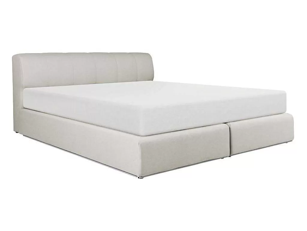 Cama Boxspring, Cama Continental*Ysmée Conjunto Completo Boxspring Cabeceira De Cama + Sommier Com Leds + Colchão 180X200 Cm Tecido Cinza - Otaru De Ysmee
