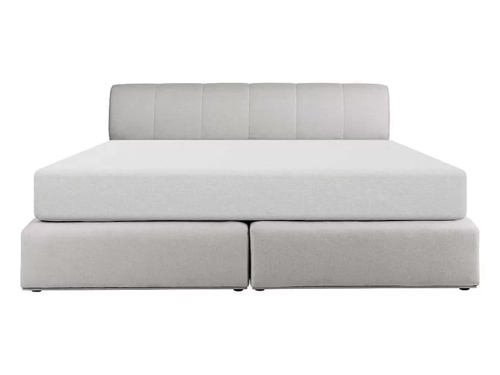 Cama Boxspring, Cama Continental*Ysmée Conjunto Completo Boxspring Cabeceira De Cama + Sommier Com Leds + Colchão 180X200 Cm Tecido Cinza - Otaru De Ysmee