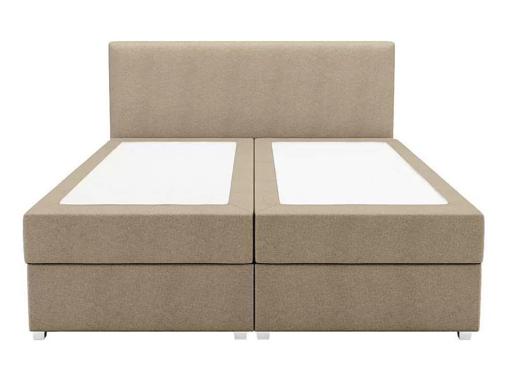 Cama Boxspring, Cama Continental*Ysmée Conjunto Completo Boxspring Com Cabeceira + Sommier + Colchão + Sobrecolchão 160 X 200 Cm Tecido Bege - Onan De Ysmee