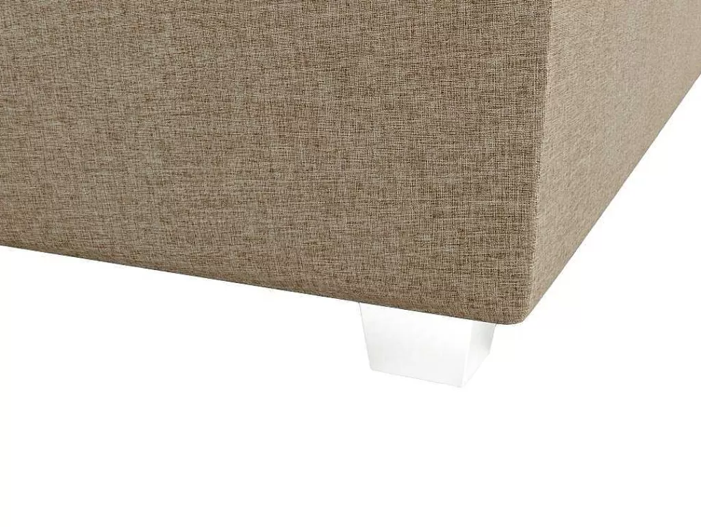 Cama Boxspring, Cama Continental*Ysmée Conjunto Completo Boxspring Com Cabeceira + Sommier + Colchão + Sobrecolchão 160 X 200 Cm Tecido Bege - Onan De Ysmee