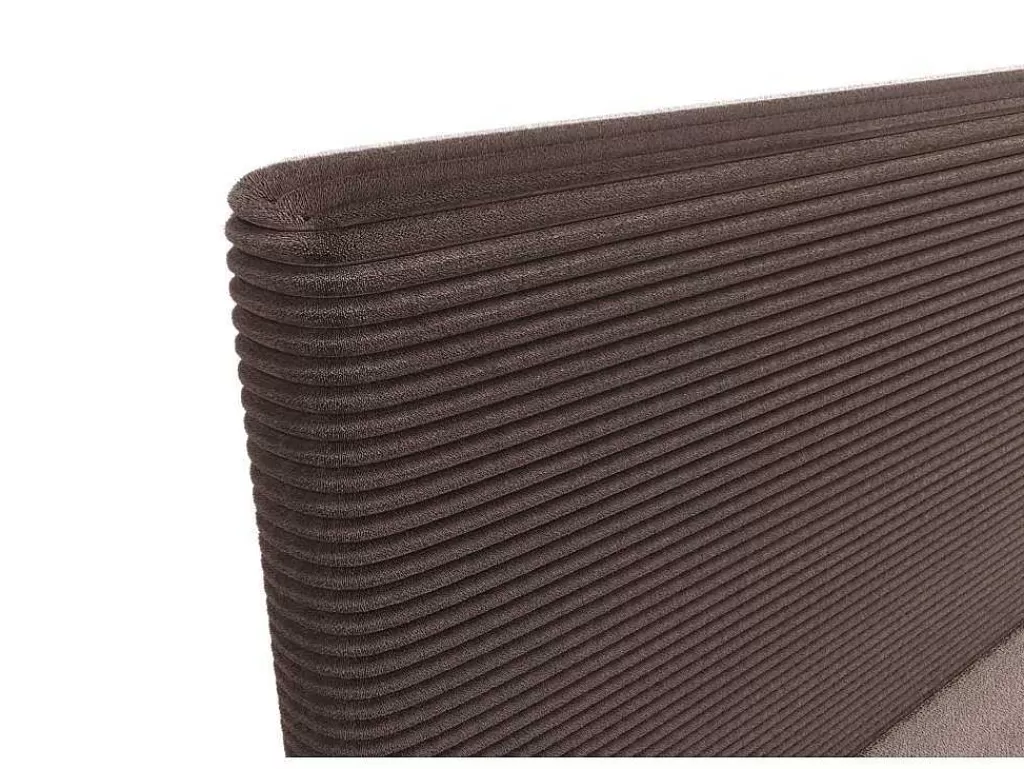 Cama Boxspring, Cama Continental*Ysmée Conjunto Completo Boxspring Com Cabeceira + Sommier + Colchão + Sobrecolchão 160 X 200 Cm Veludo Canelado Castanho - Nara De Ysmee